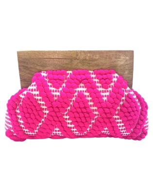 Java Embroidered Clutch Neon Pink