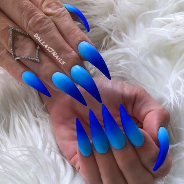 Long Royal Blue Nails