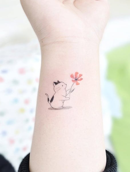Minimalist Cat Tattoo 