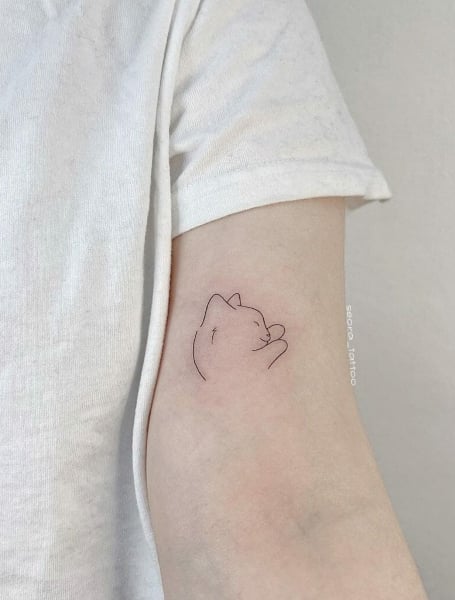 Minimalist Cat Tattoo 