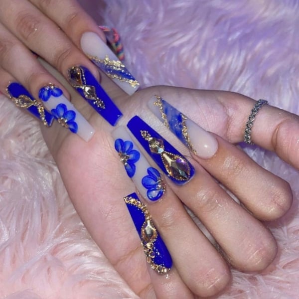 Royal Blue Acrylic Nails (1)