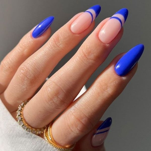 Royal Blue Almond Nails