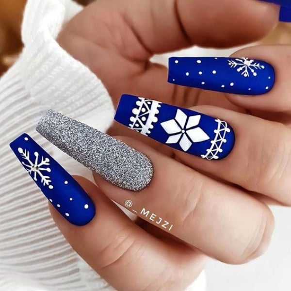 Royal Blue Christmas Nails