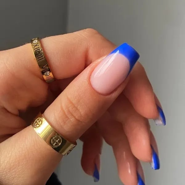 Royal Blue French Tip Nails 