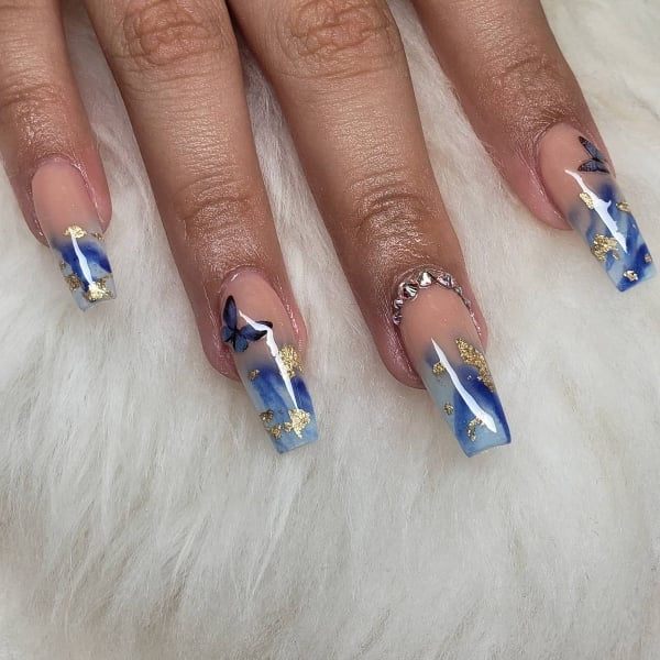 Royal Blue Marble Nails (1)