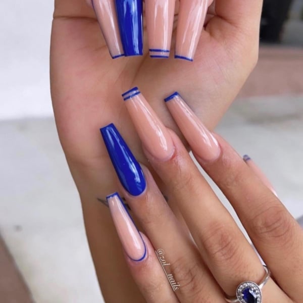 Royal Blue Nails With Nude