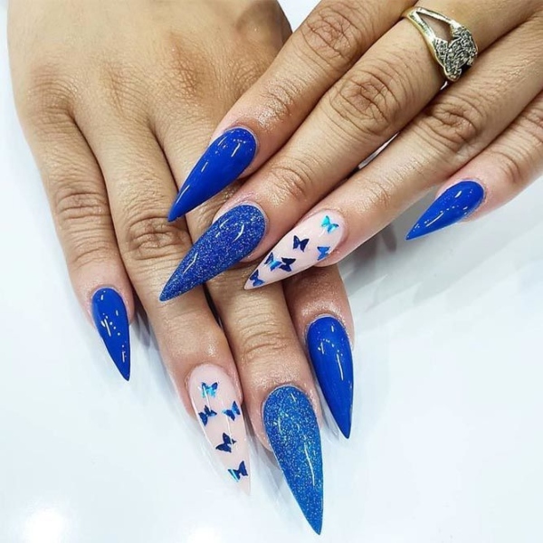 Royal Blue Stiletto Nails