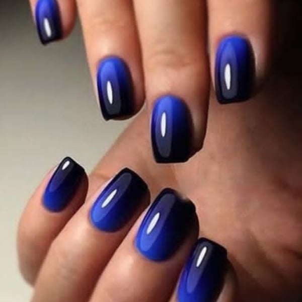 Royal Blue And Black Nails