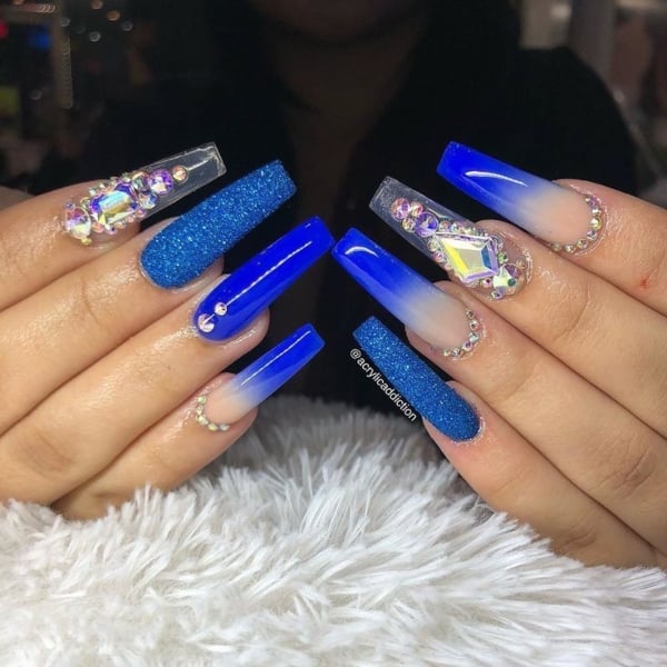 Royal Blue Quinceanera Nails