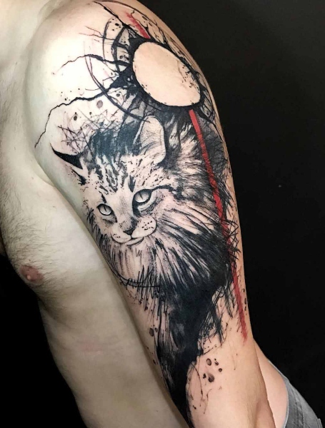 Trash Polka Cat Tattoo