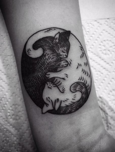 Yin Yang Cat Tattoo 