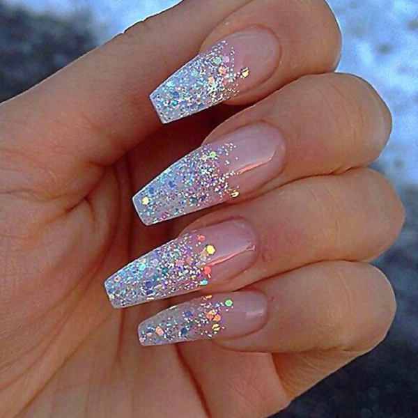 Clear Glitter Nails