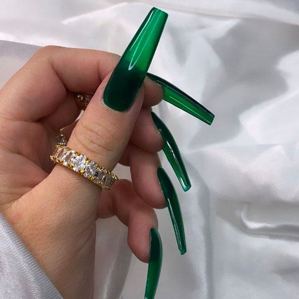 Clear Green Nails