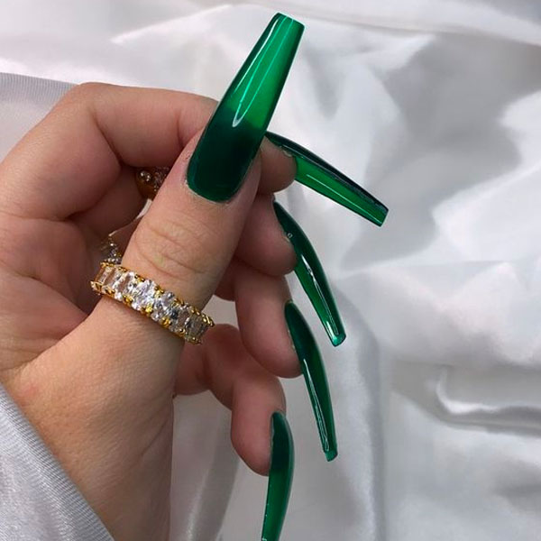 Clear Green Nails