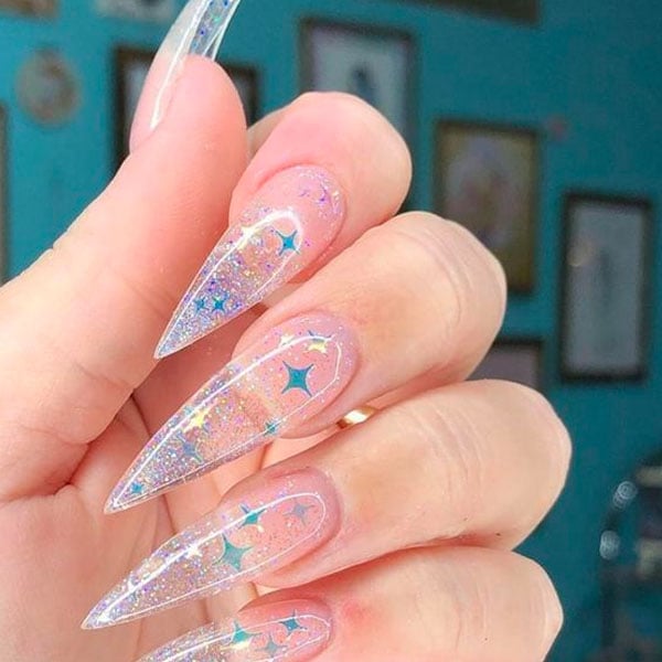 Clear Star Nails