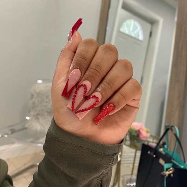 Coffin Baddie Red Acrylic Nails