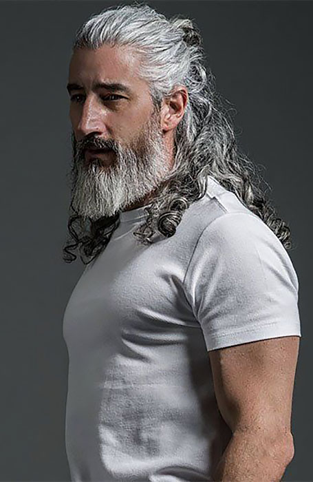 Half Up Half Down Grey Hair Men