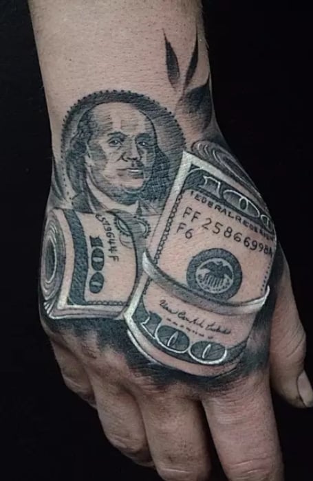 21 Money Rose Tattoo Designs For Hand