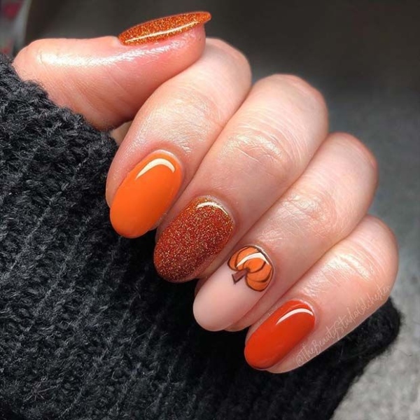 Orange Thanksgiving Nails