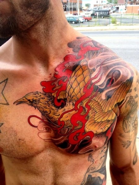 Phoenix Chest Tattoo (1)