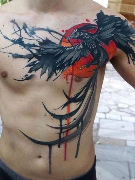 Phoenix Chest Tattoo