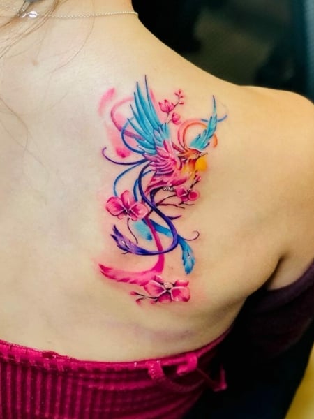Phoenix Flower Tattoo