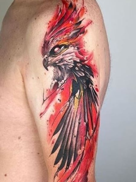 Pheonix rising from the ashes color chestpiece girl chest tattoo by Jon von  Glahn TattooNOW