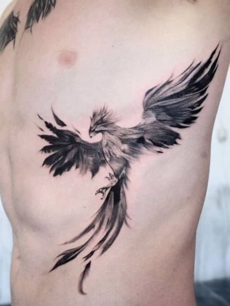 Phoenix Tattoo On Ribs