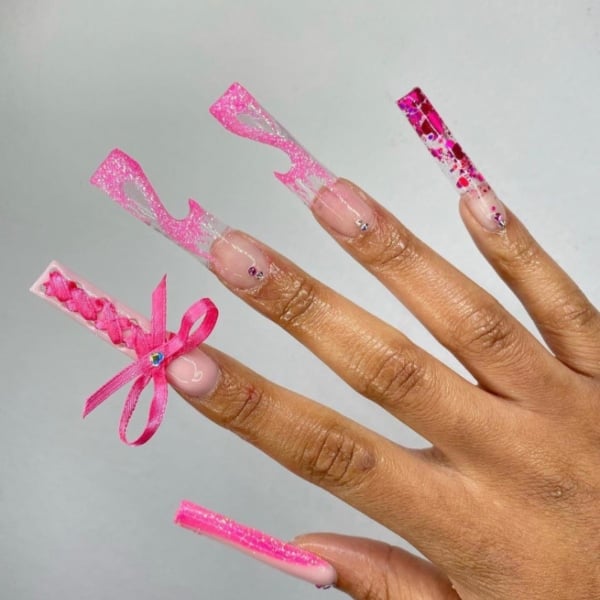 Pink Clear Nails