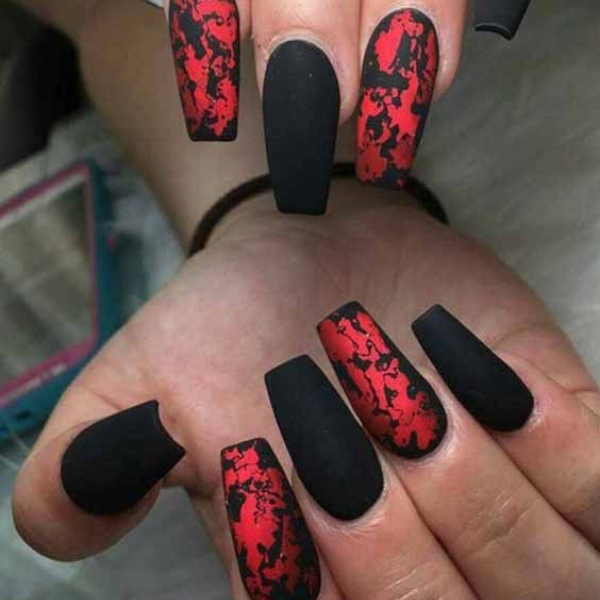 Red and Black Nail Art - A Bold and Stylish Statement | Art and Design