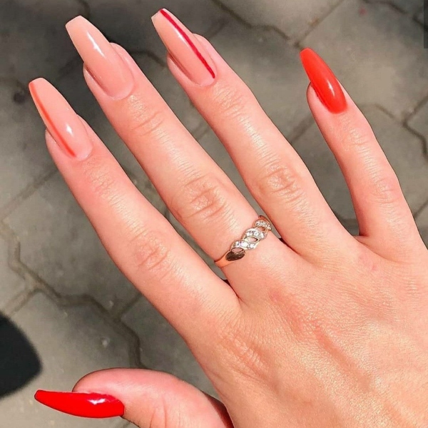 Red And Nude Nails
