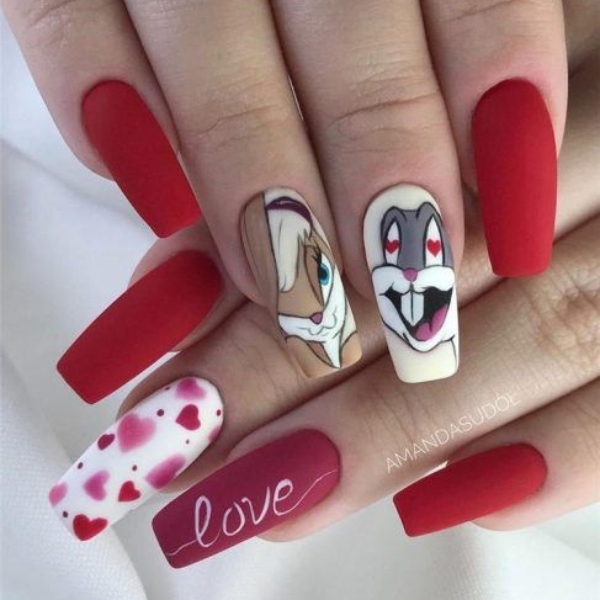 Red Cartoon Nails