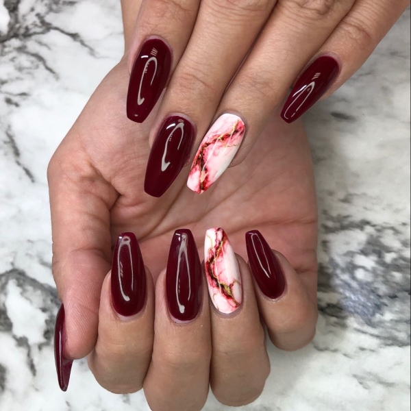 Red Marble Nails