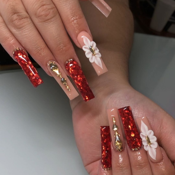 Red Quinceanera Nails