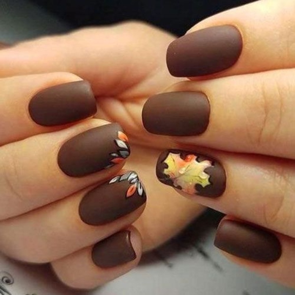 Shades Of Brown Thanksgiving Nails