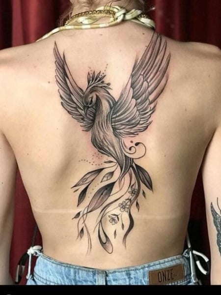 Free Tribal Bird Gradient Colours  Small Phoenix Bird Tattoo On Girl   nohatcc