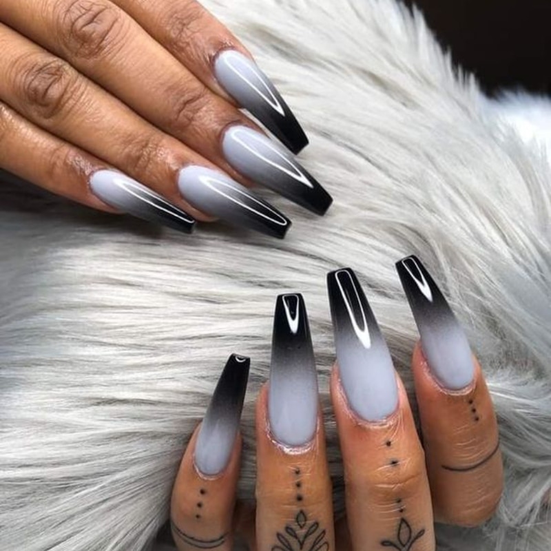Black And Grey Ombre Nails