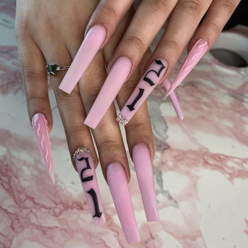 Coffin Cute Birthday Nails