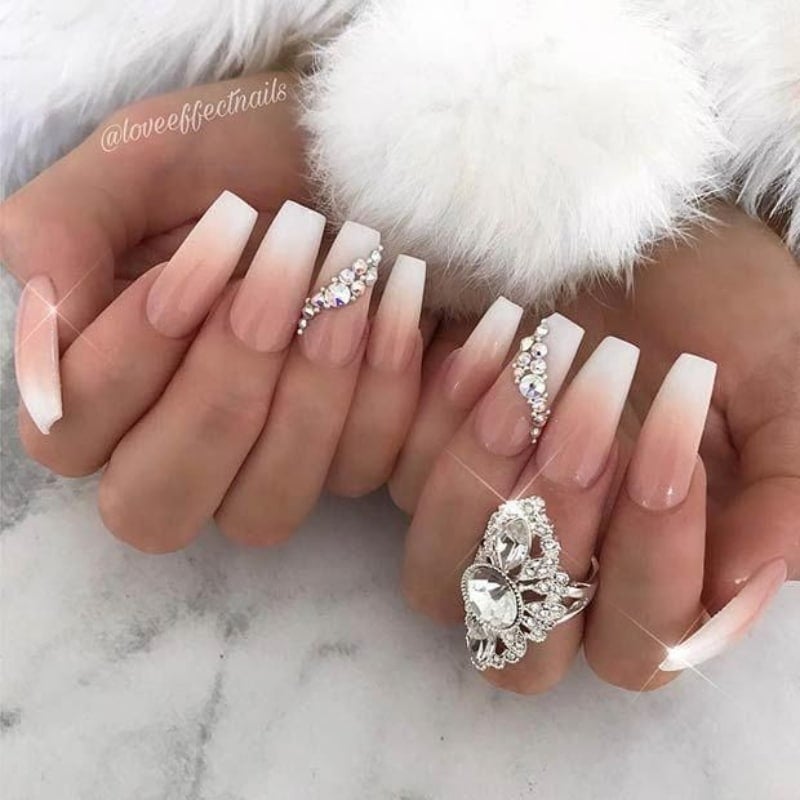 Coffin Nails With Diamonds