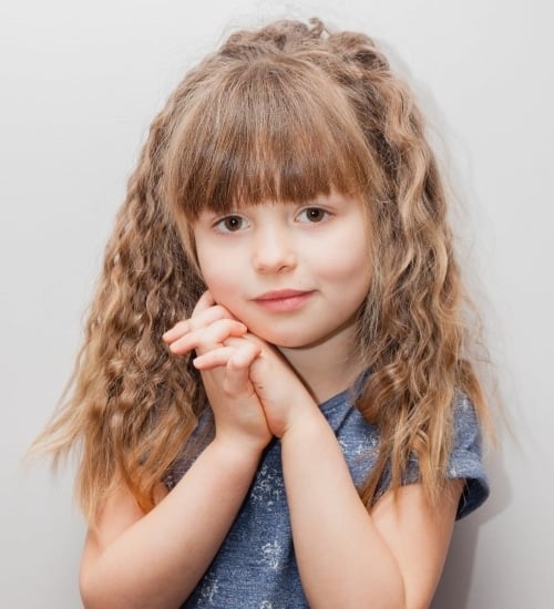 Curly Hair With Blunt Bangs