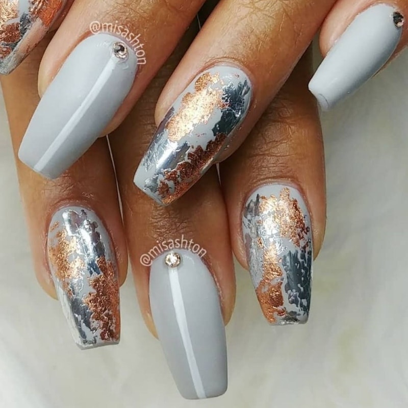 Gold And Grey Nails