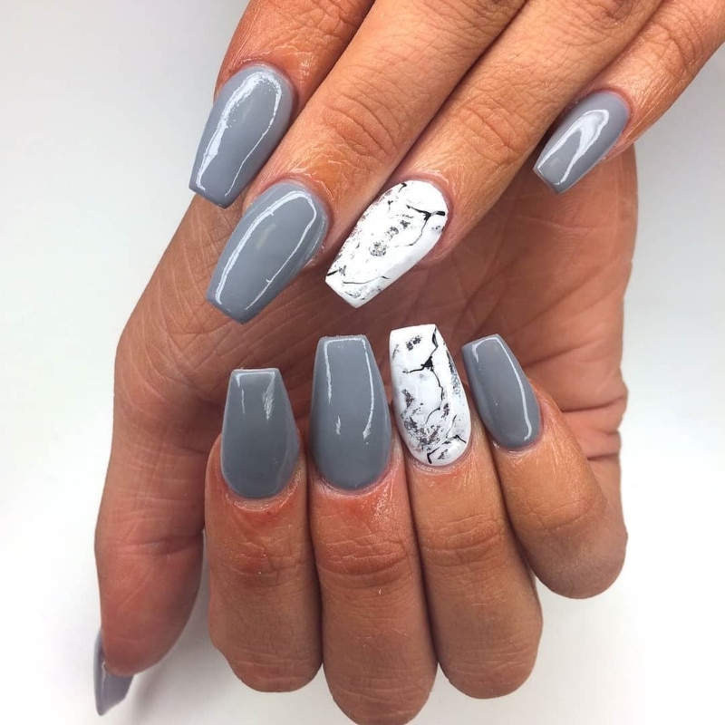 Grey Acrylic Nails