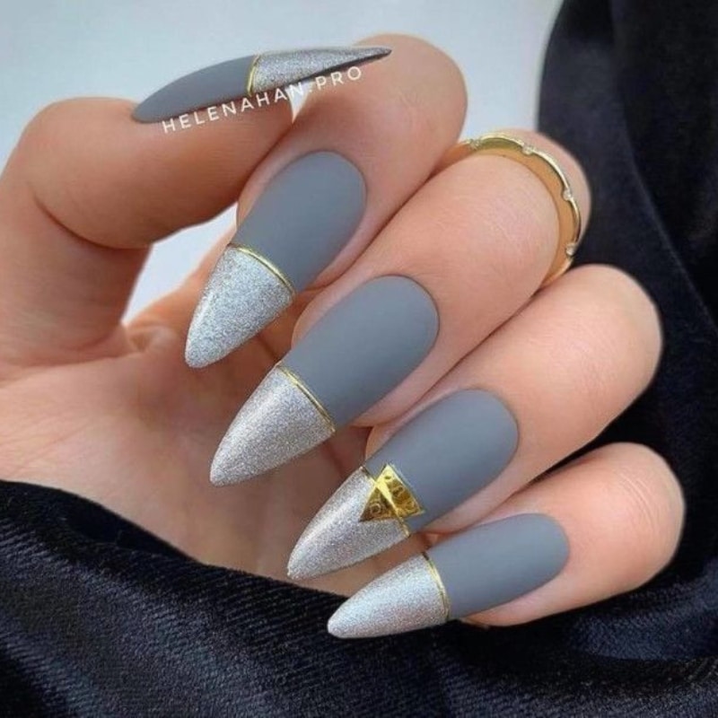 Grey Acrylic Nails1