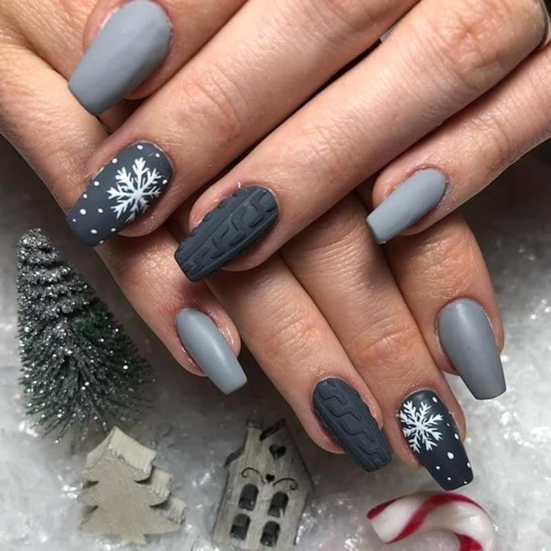 Grey Winter Nail Designs
