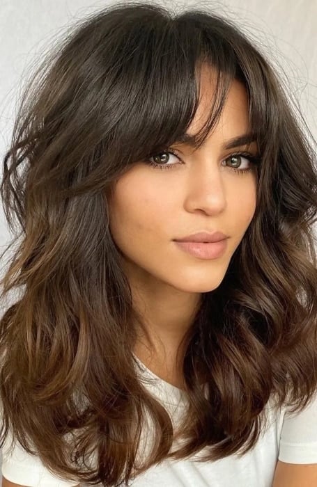 50 Cute Long Layered Haircuts with Bangs for 2024 | Side bangs hairstyles,  Haircuts for long hair, Layered hair with bangs