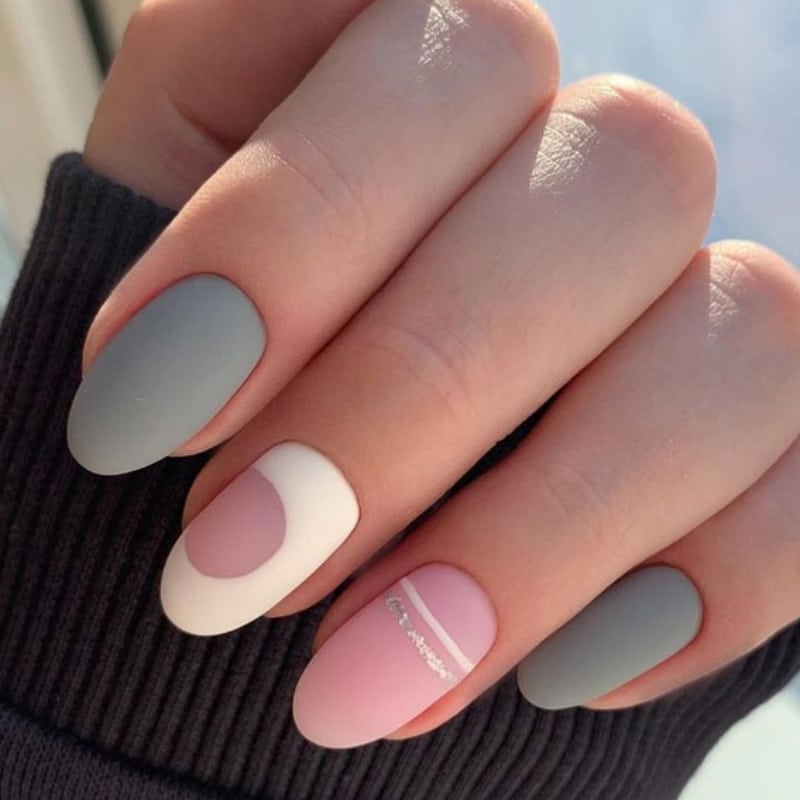 Pink And Grey Nails