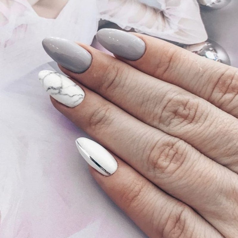 White And Grey Nails