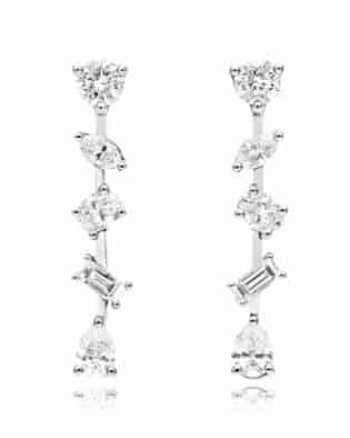 14k White Gold Fancy Diamond Drift Drop Earrings