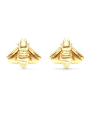 14k Yellow Gold Bee Stud Earrings