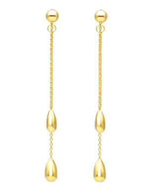 14k Yellow Gold Front To Back Teardrop Earrings